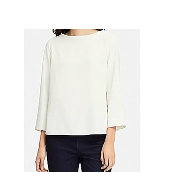 Uniqlo Women's Drape 3/4 Sleeve White Blouse XXL New - Picture 1 of 1